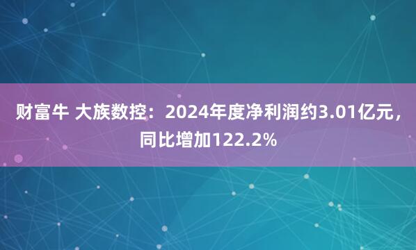 财富牛 大族数控：2024年度净利润约3.01亿元，同比增加122.2%
