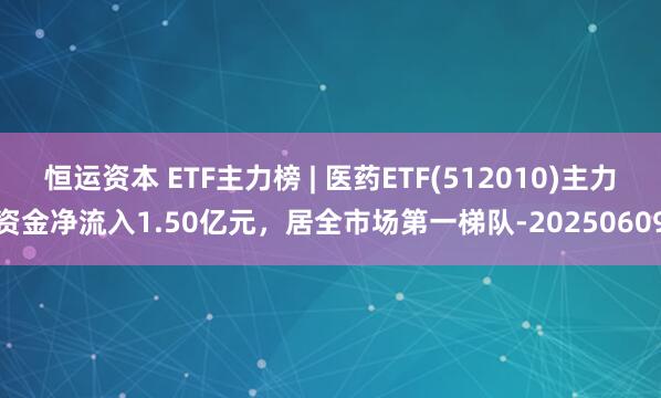 恒运资本 ETF主力榜 | 医药ETF(512010)主力资金净流入1.50亿元，居全市场第一梯队-20250609