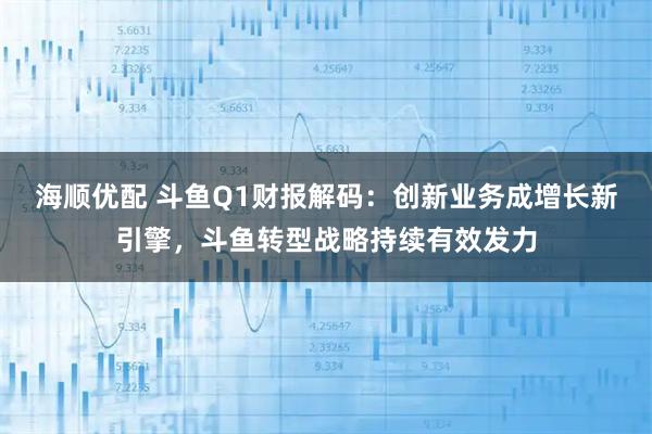 海顺优配 斗鱼Q1财报解码：创新业务成增长新引擎，斗鱼转型战略持续有效发力